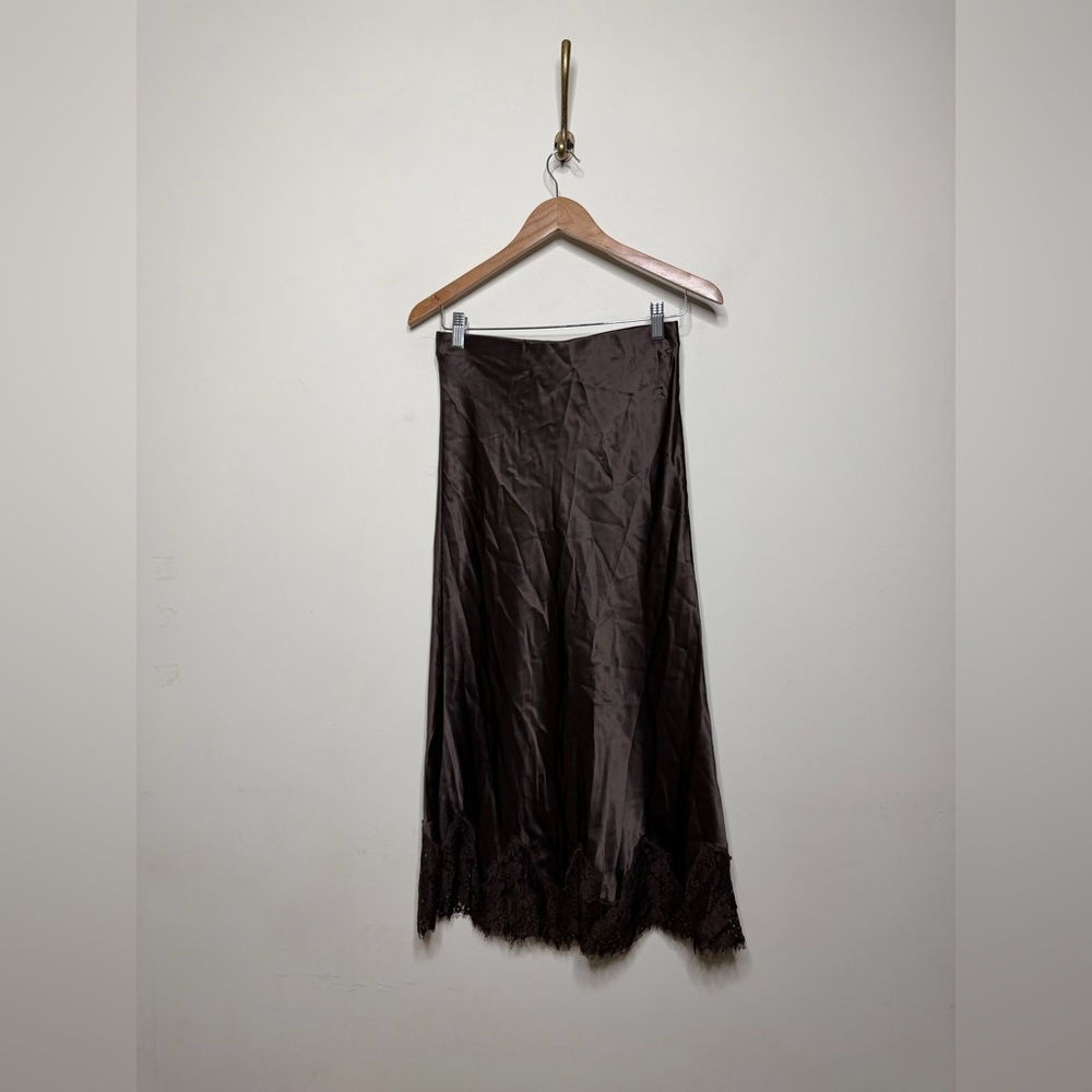 Reformation Carolina Silk Skirt in Black Bean - Picture 3 of 6